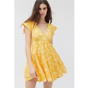 UO like new yellow Julia Tiered Ruffle dress.